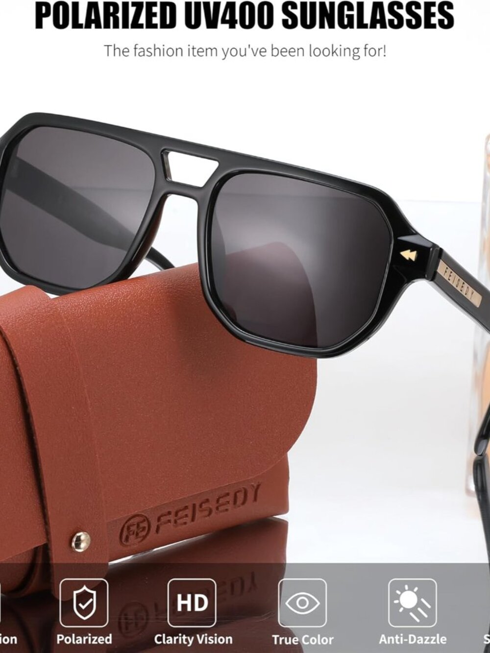 Polarized Aviator Sunglasses Men Women, Retro 70s Style Design - UV400 Protectio - Picture 6 of 9